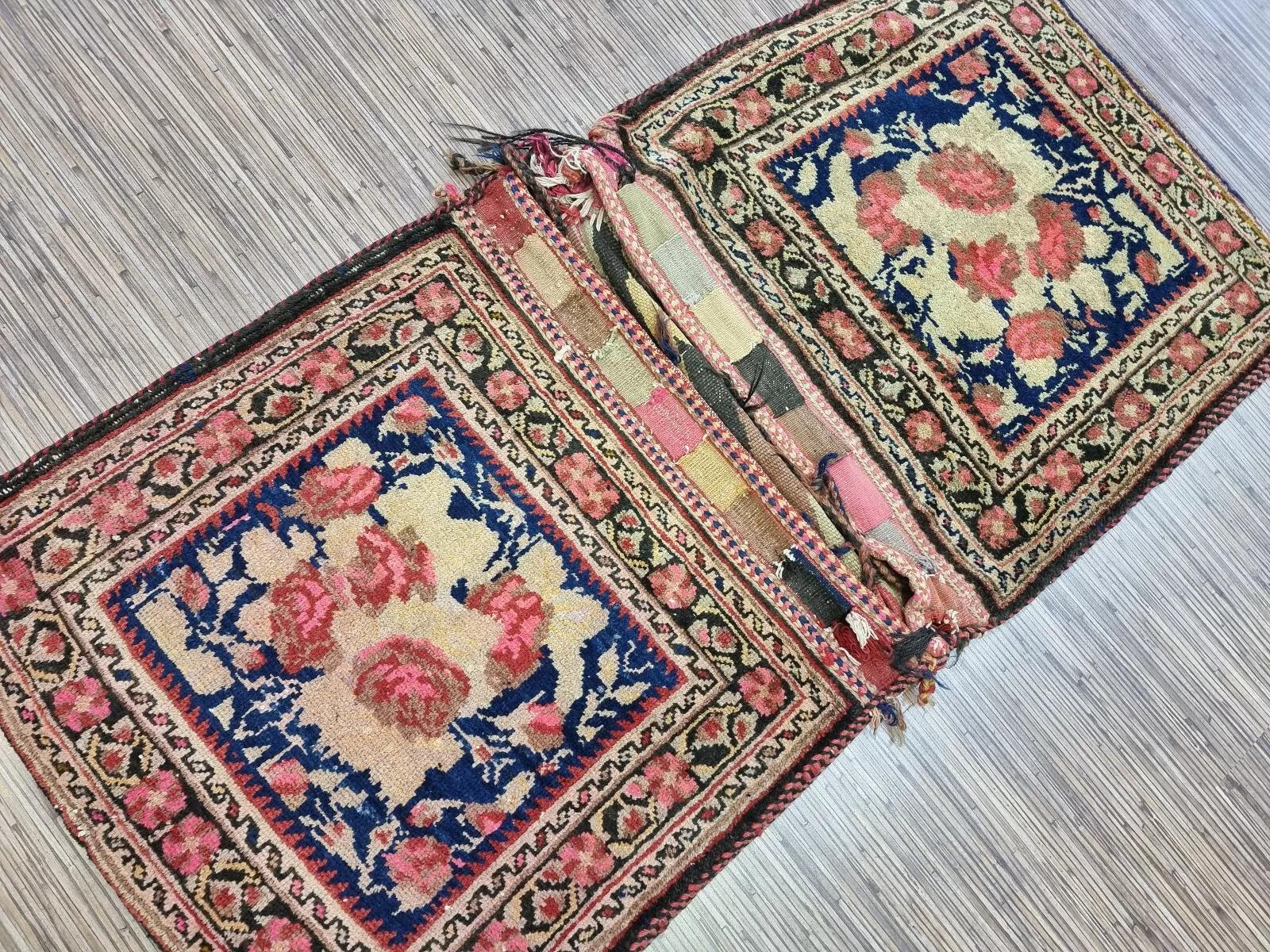 Sac de collection persan antique Afshar fait à la main 2,2' x 4,5' 1900s - 1D147 en vente 4