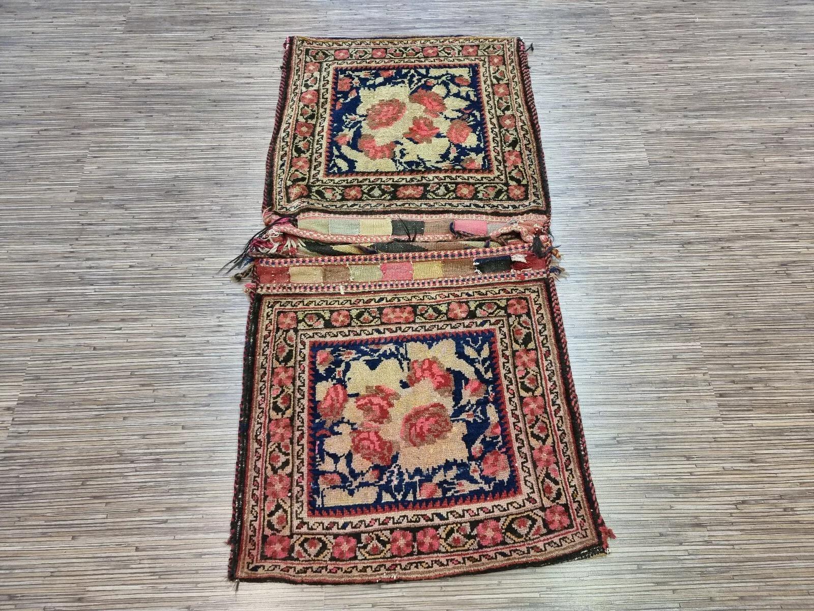 Sac de collection persan antique Afshar fait à la main 2,2' x 4,5' 1900s - 1D147 en vente 5