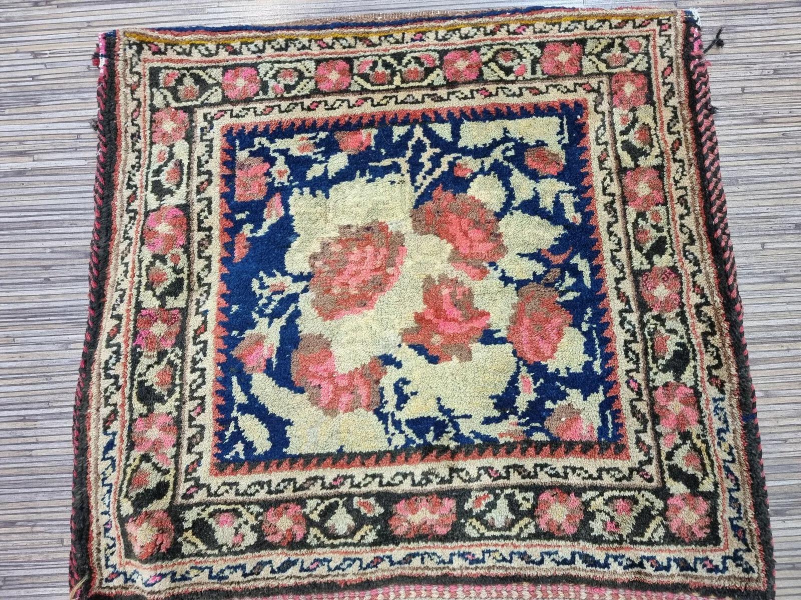 Laine Sac de collection persan antique Afshar fait à la main 2,2' x 4,5' 1900s - 1D147 en vente