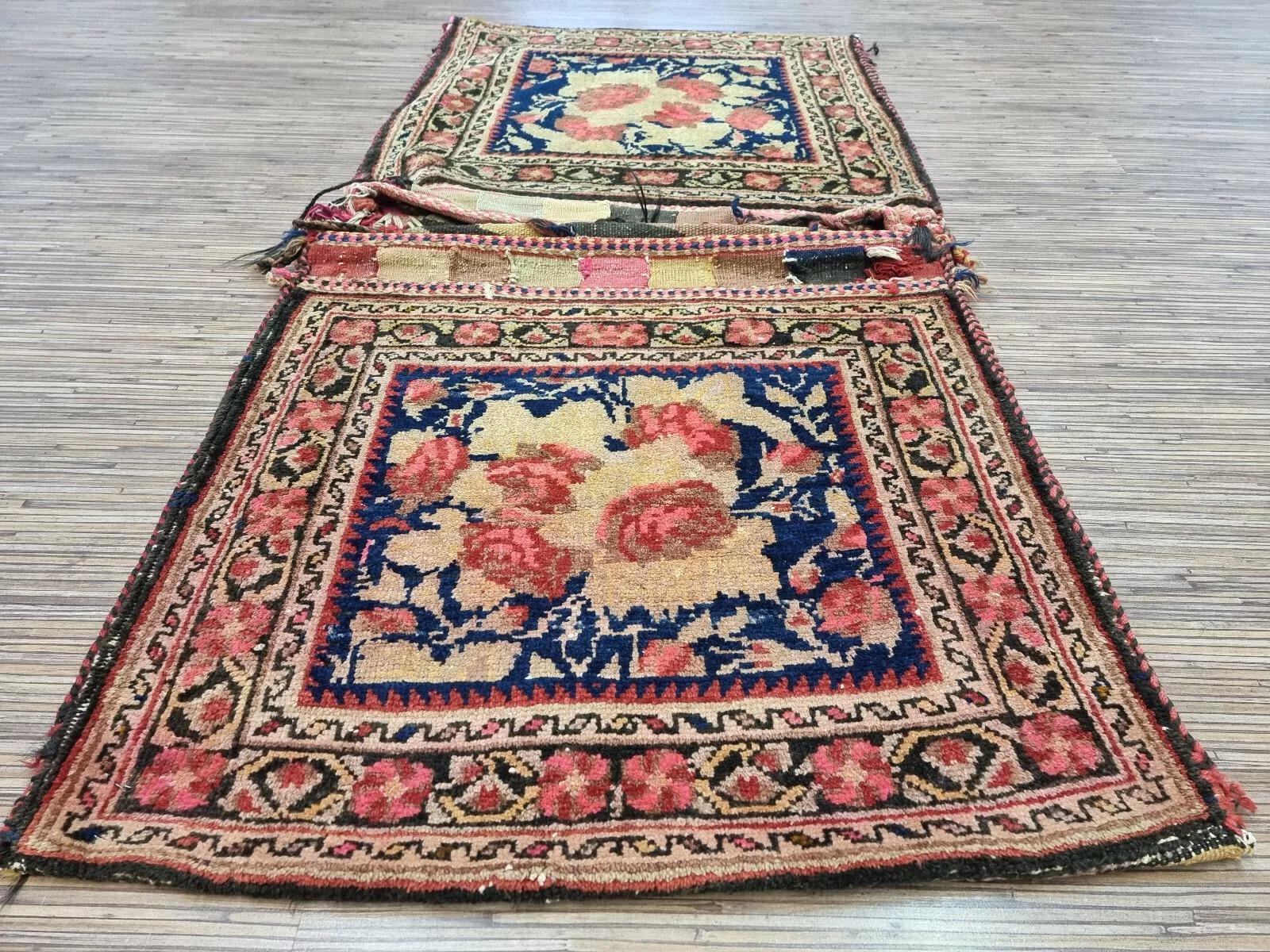 Sac de collection persan antique Afshar fait à la main 2,2' x 4,5' 1900s - 1D147 en vente 1