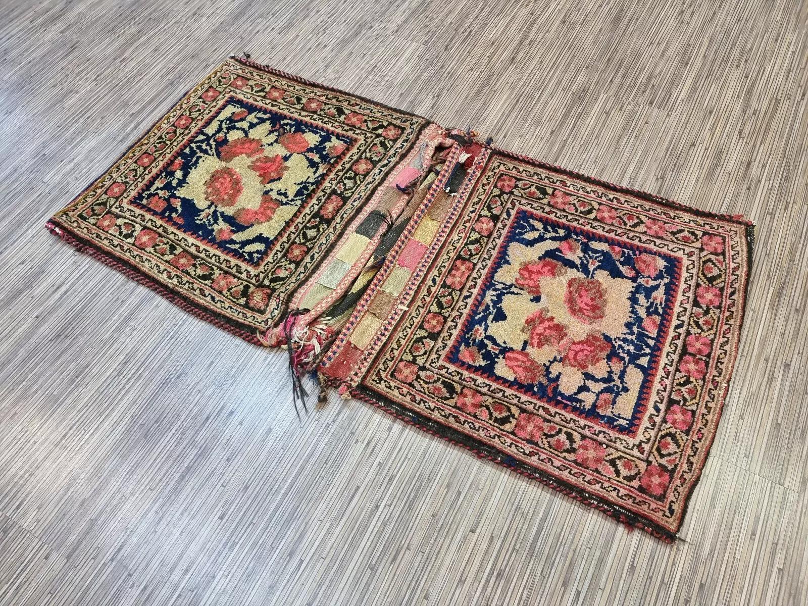 Sac de collection persan antique Afshar fait à la main 2,2' x 4,5' 1900s - 1D147 en vente 3