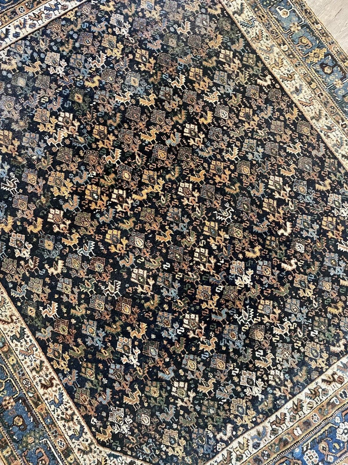 Début du 20ème siècle Tapis persan ancien Afshar fait à la main 4,9' x 6', 1900s - 1N42 en vente