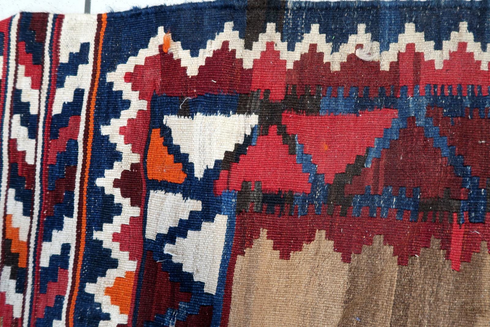 Handgefertigter antiker persischer Ardabil-Kelim-Teppich 4,5' x 6,5', 1930er Jahre - 1C1146 (Wolle) im Angebot