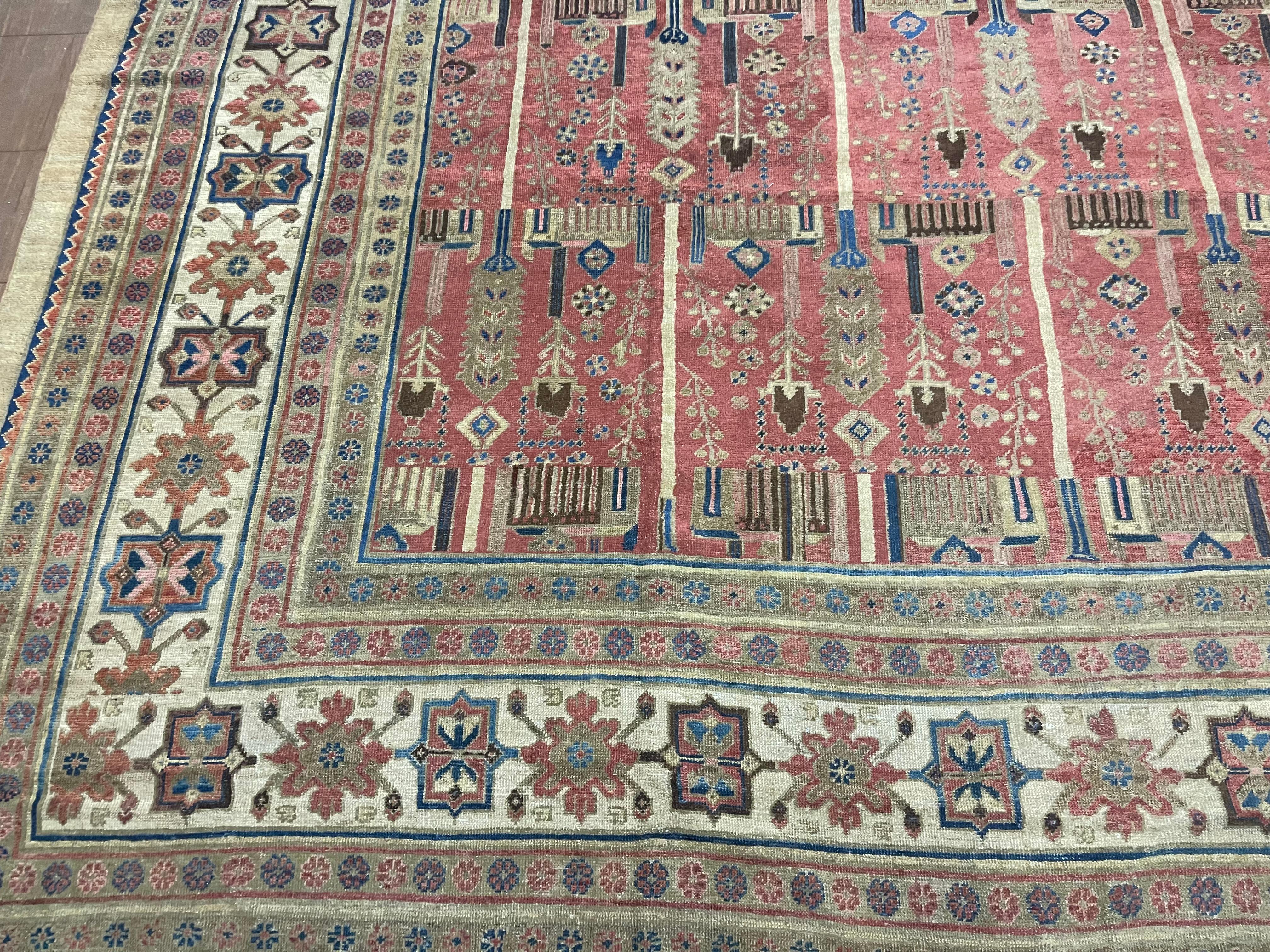 Handmade Antique Persian Bakhshaish Rug 12.2' x 15.8', 1880s - 1B21 In Good Condition For Sale In Bordeaux, FR
