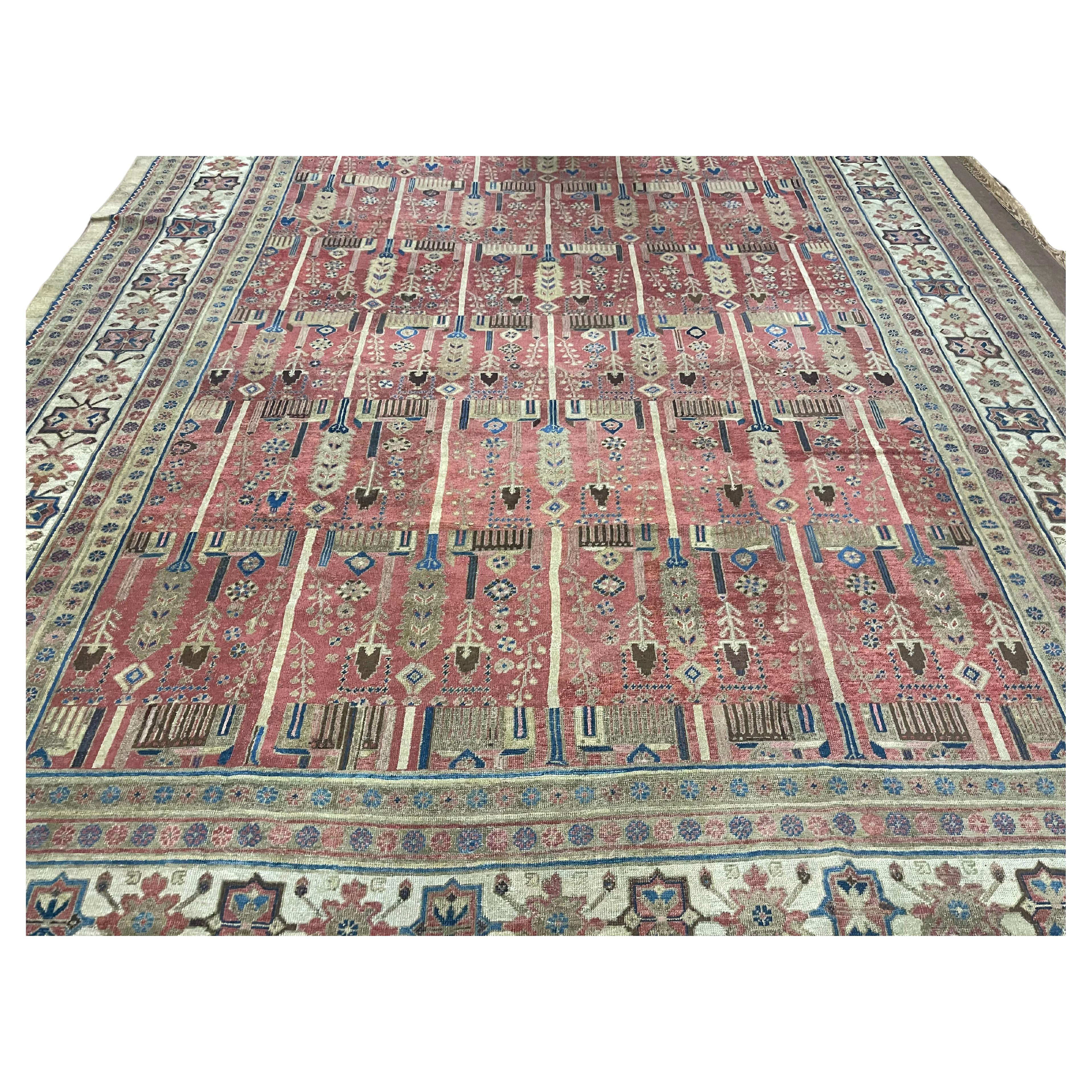 Handmade Antique Persian Bakhshaish Rug 12.2' x 15.8', 1880s - 1B21 For Sale
