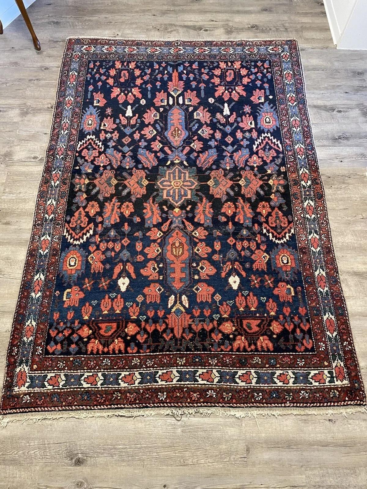 Tapis persan Bakhtiari ancien fait à la main 4,4' x 6,4, années 1920 - 1N38 en vente 5