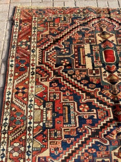 Handmade Antique Persian Bakhtiari Rug 5' x 6.4', 1920s - 2B99