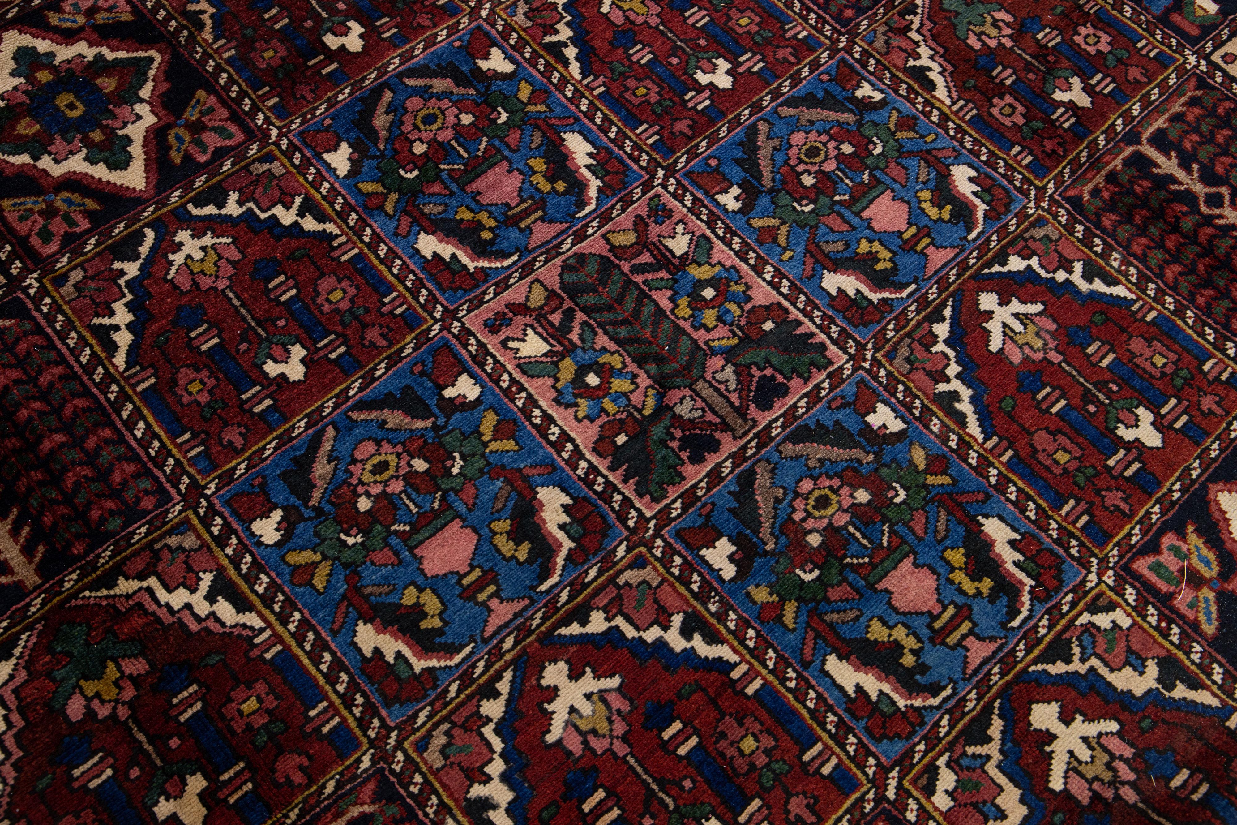 20th Century Handmade Antique Persian Bakhtiari Wool Rug with Allover Multicolor Design  For Sale