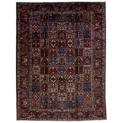 Handmade Antique Persian Bakhtiari Wool Rug with Allover Multicolor Design