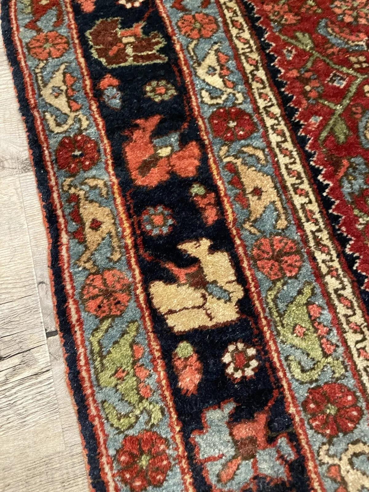 Laine Bidjar persan ancien fait main 3.6' x 5,4, 1910s - 1N36 en vente