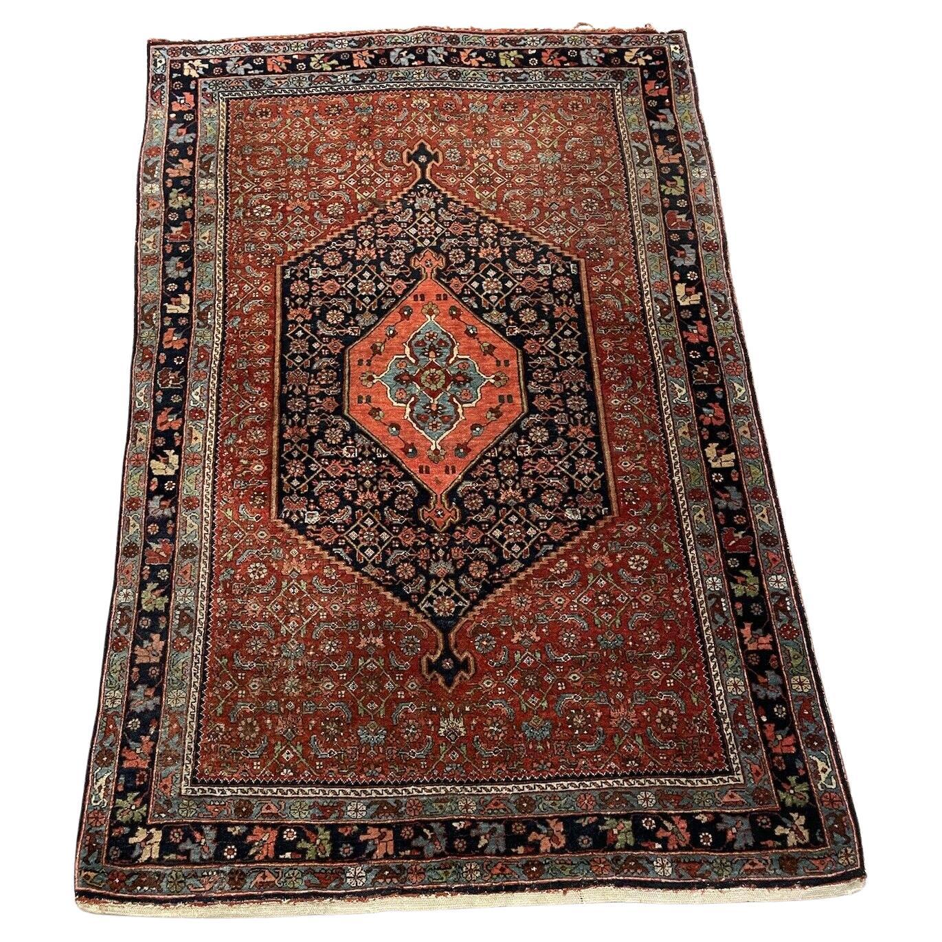 Handmade Antique Persian Bidjar 3.6' x 5.4, 1910s - 1N36