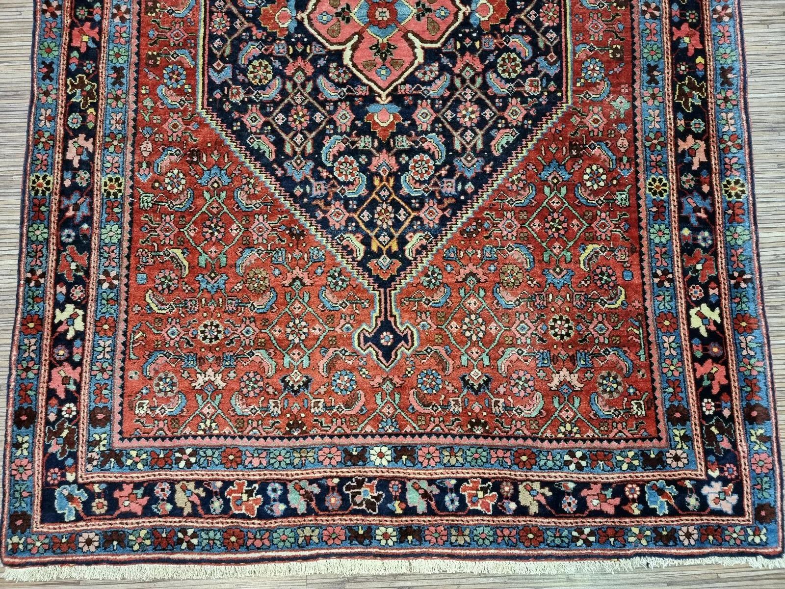 Handmade Antique Persian Bidjar Rug 3.5' x 5.2' 1910s - 1D178 In Good Condition For Sale In Bordeaux, FR