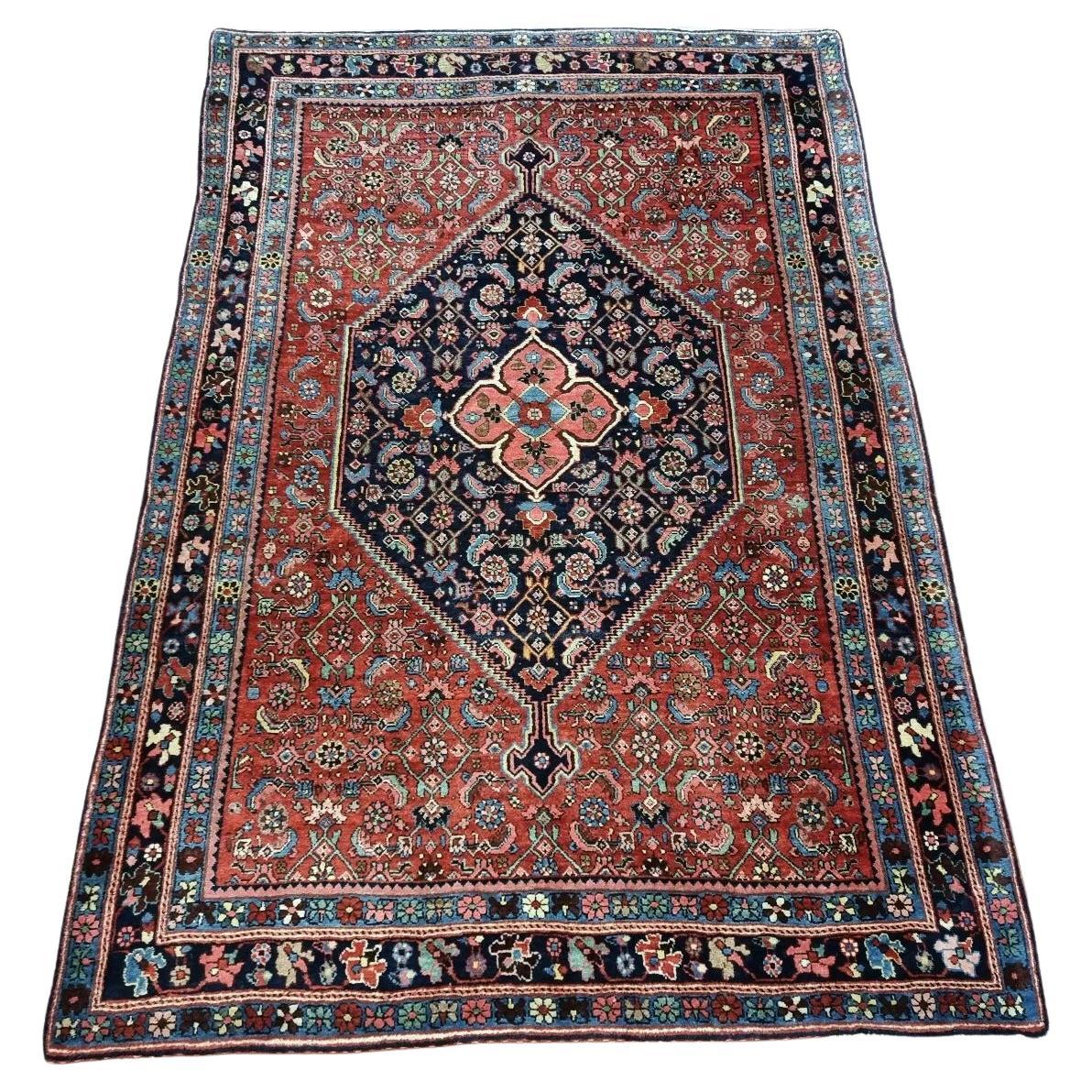 Handmade Antique Persian Bidjar Rug 3.5' x 5.2' 1910s - 1D178 For Sale