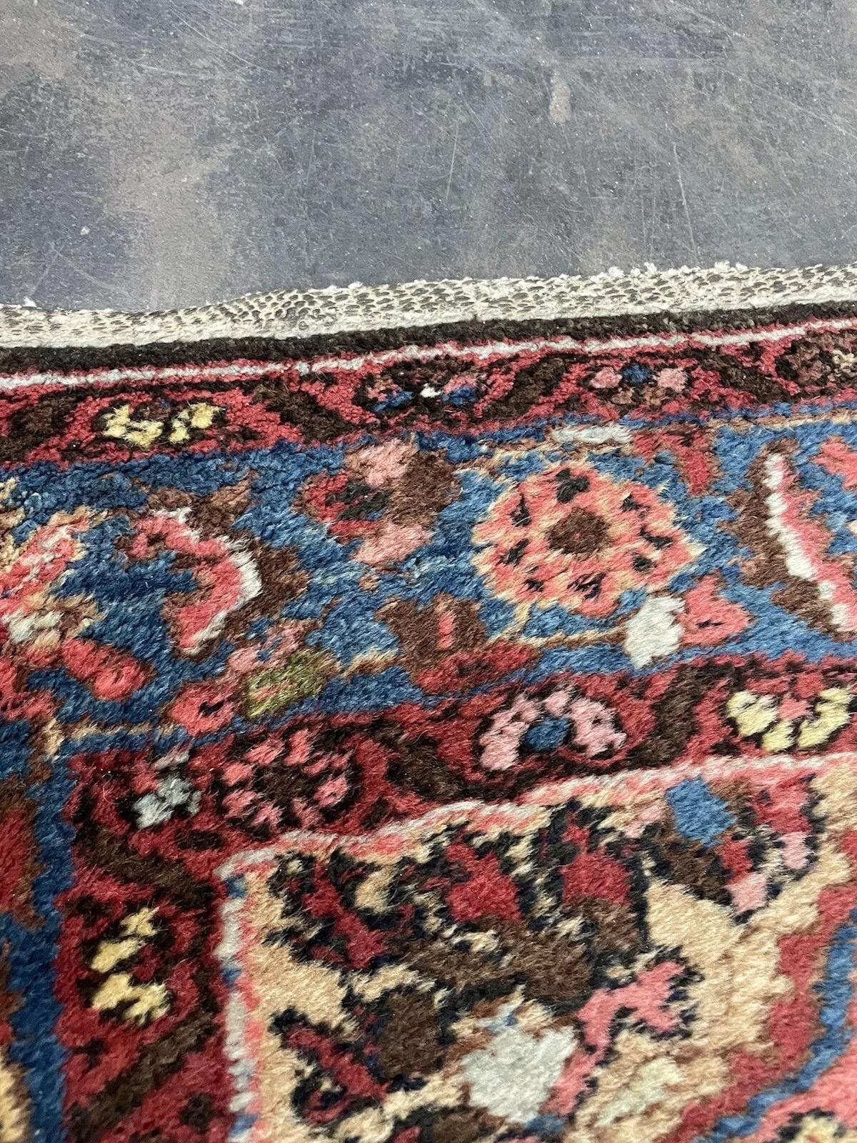 Laine Tapis persan Bidjar ancien fait à la main 4.3' x 6,7', années 1920 - 1N55 en vente