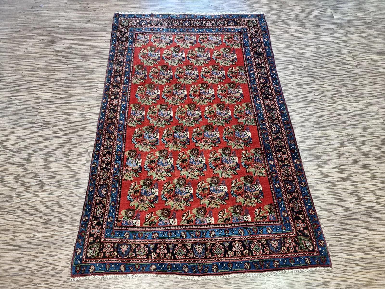 Tapis persan Bidjar ancien fait à la main 4.3' x 6,9' 1900s - 1D179 en vente 4