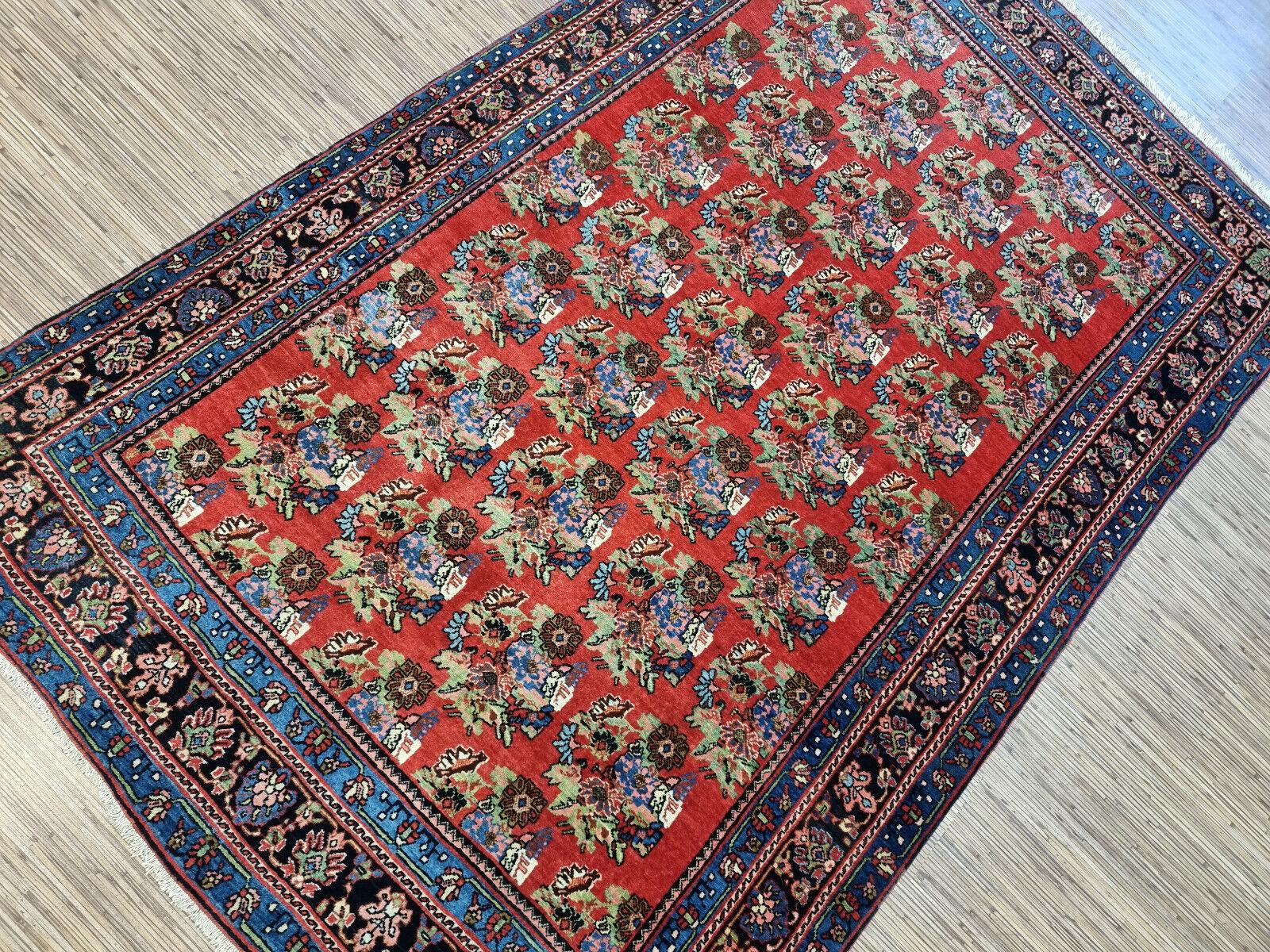 Tapis persan Bidjar ancien fait à la main 4.3' x 6,9' 1900s - 1D179 en vente 6