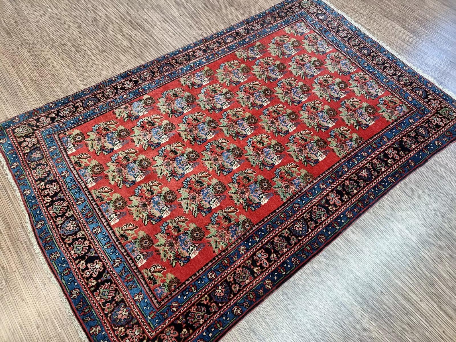 Tapis persan Bidjar ancien fait à la main 4.3' x 6,9' 1900s - 1D179 en vente 1