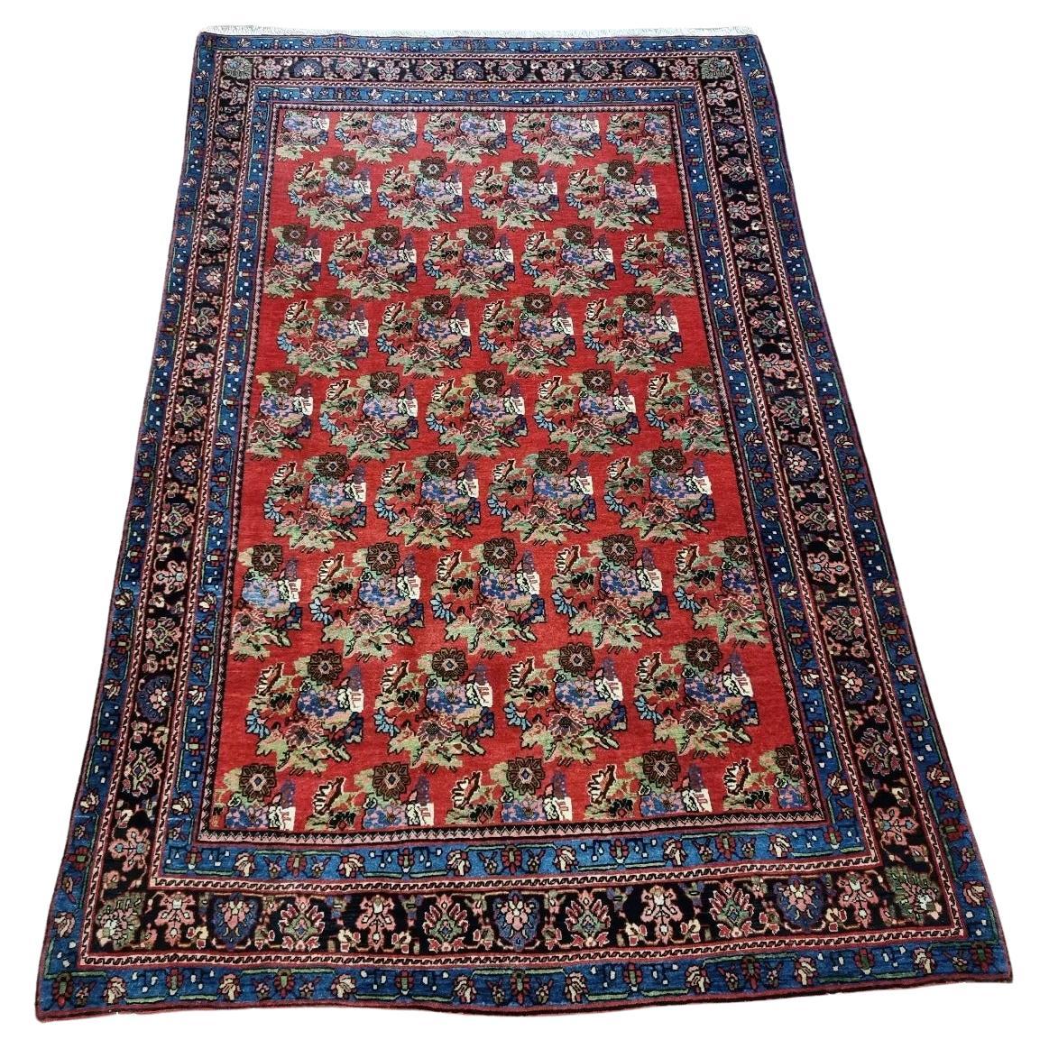Handmade Antique Persian Bidjar Rug 4.3' x 6.9' 1900s - 1D179