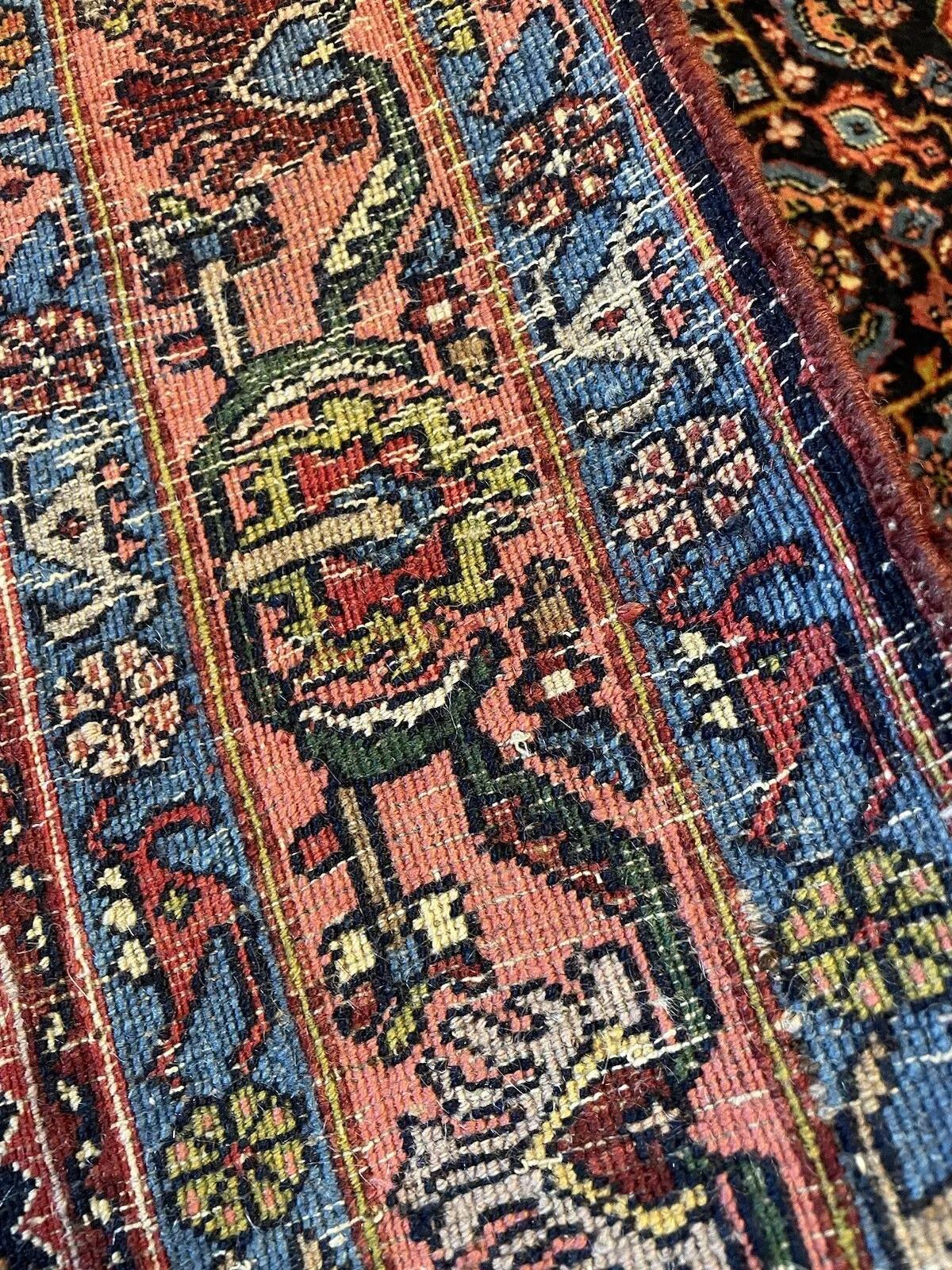 Laine Tapis persan Bidjar ancien fait à la main 4,6' x 7,3, années 1920 - 1N39 en vente