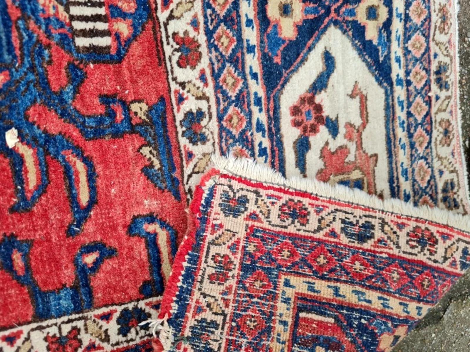 Handgefertigter antiker persischer Bidjar-Teppich 7,6' x 9,6' 1920er Jahre - 2K66 im Zustand „Gut“ im Angebot in Bordeaux, FR