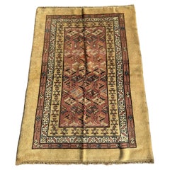 Handmade Antique Persian Camel Hair Rug 3.6' x 4.11', 1900s - 2B97