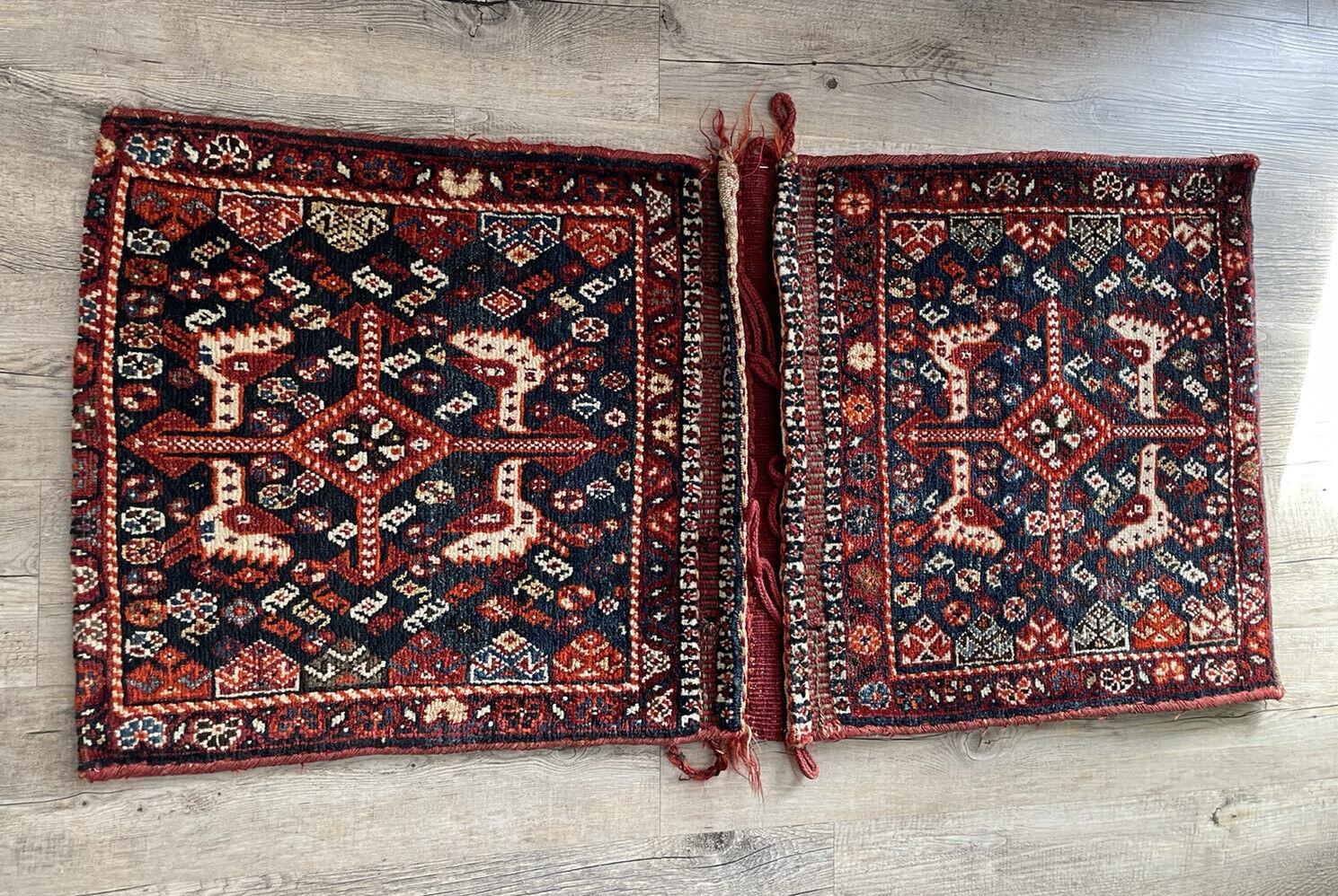 Hand-Woven Handmade Antique Persian Collectible Gashkai Bag 1.7' x 3.5', 1900s - 1N20 For Sale
