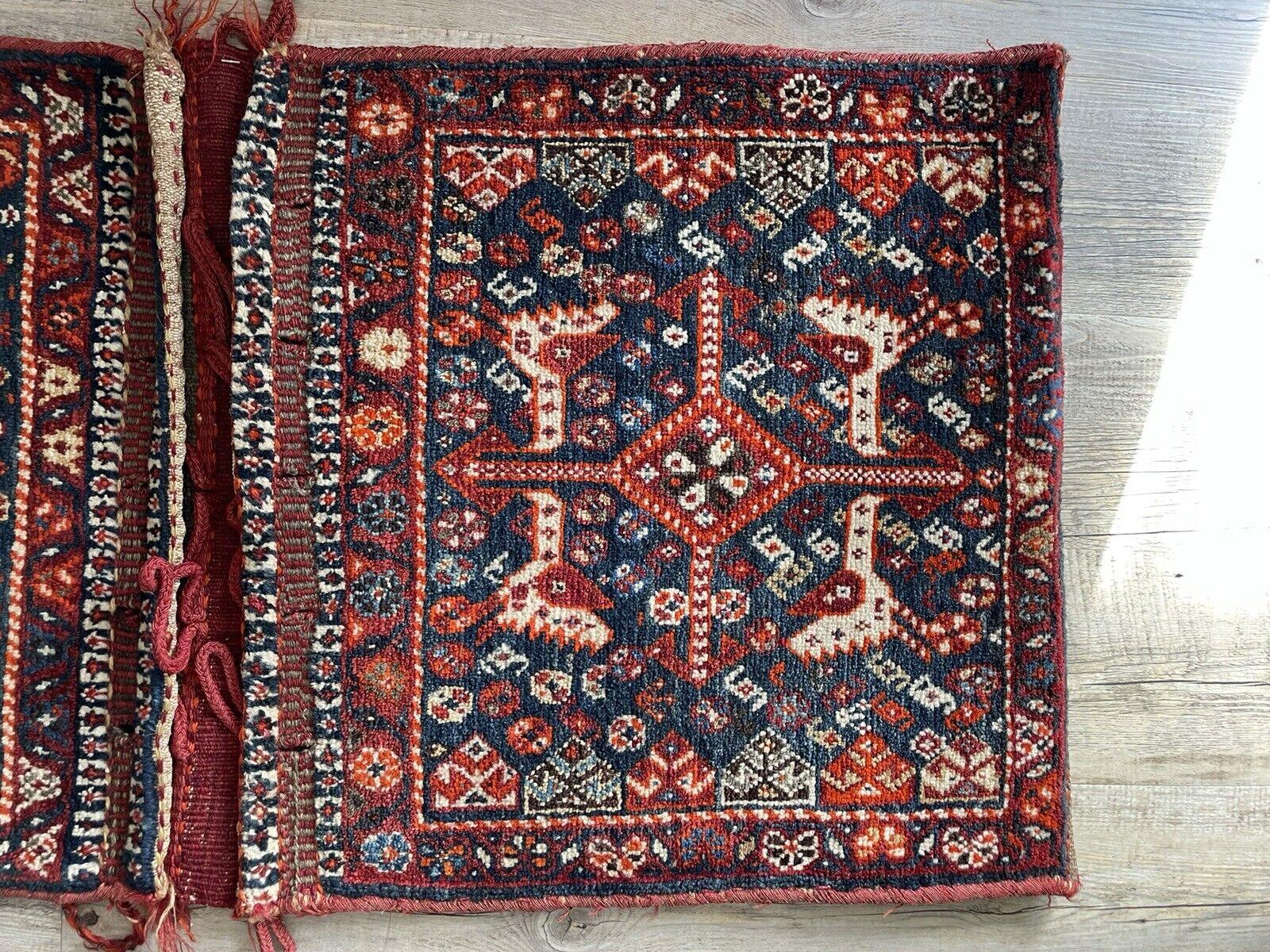 Sac de collection persan ancien Gashkai fait à la main 1,7' x 3,5', années 1900 - 1N20 Bon état - En vente à Bordeaux, FR