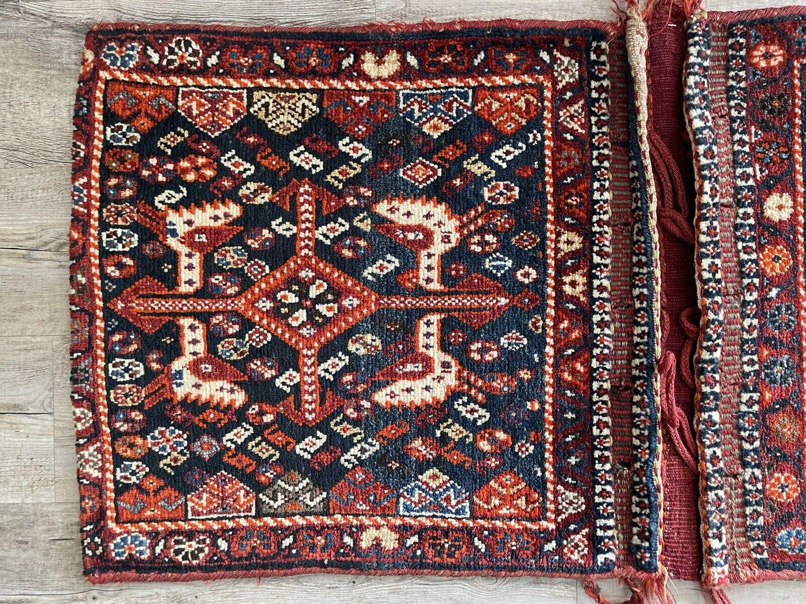 Handgefertigte antike persische Sammlerstücke Gashkai Tasche 1,7' x 3,5', 1900er Jahre - 1N20 (Frühes 20. Jahrhundert) im Angebot
