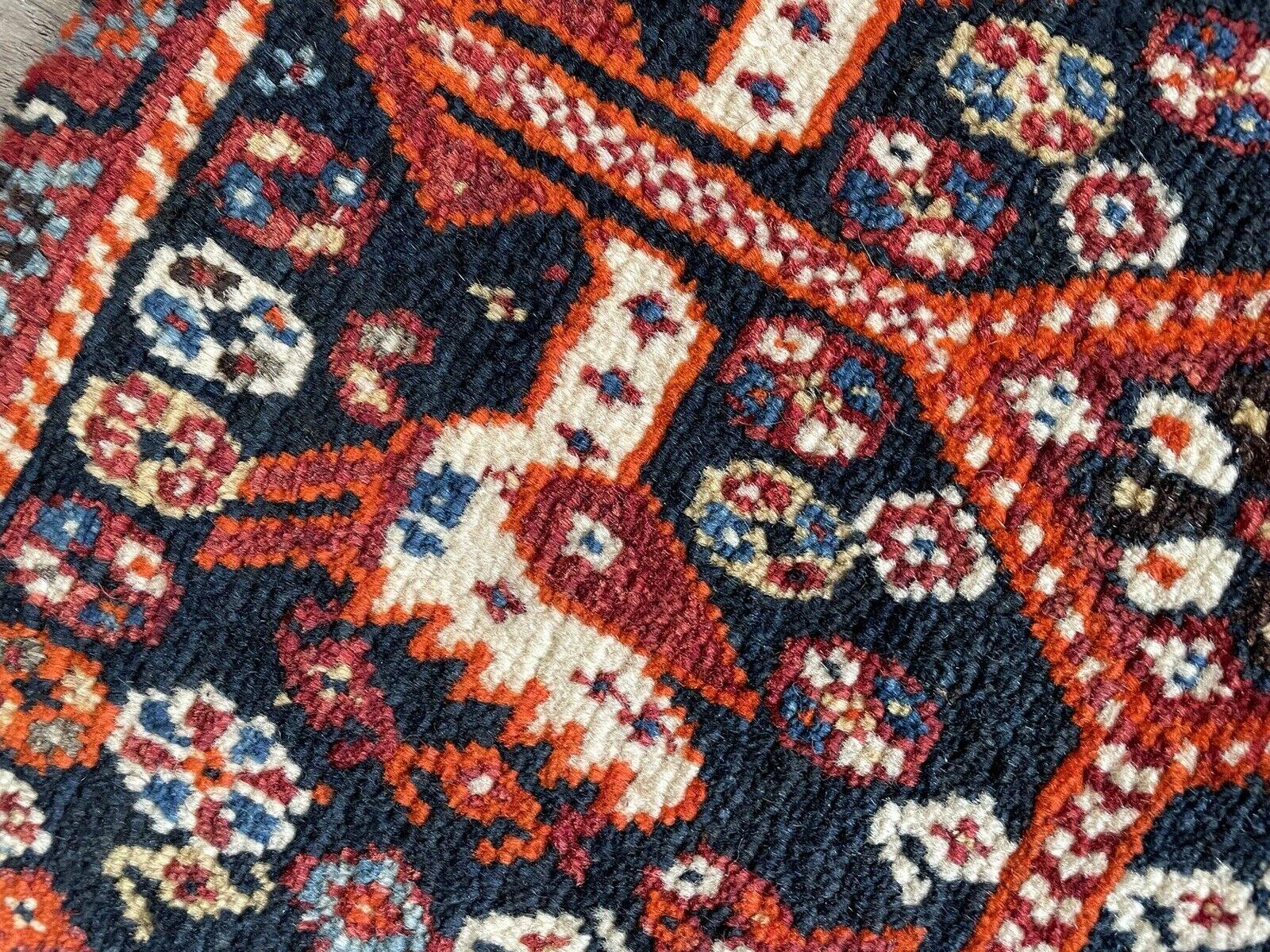Wool Handmade Antique Persian Collectible Gashkai Bag 1.7' x 3.5', 1900s - 1N20 For Sale
