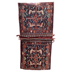 Handmade Used Persian Collectible Gashkai Bag 1.7' x 3.5', 1900s - 1N20