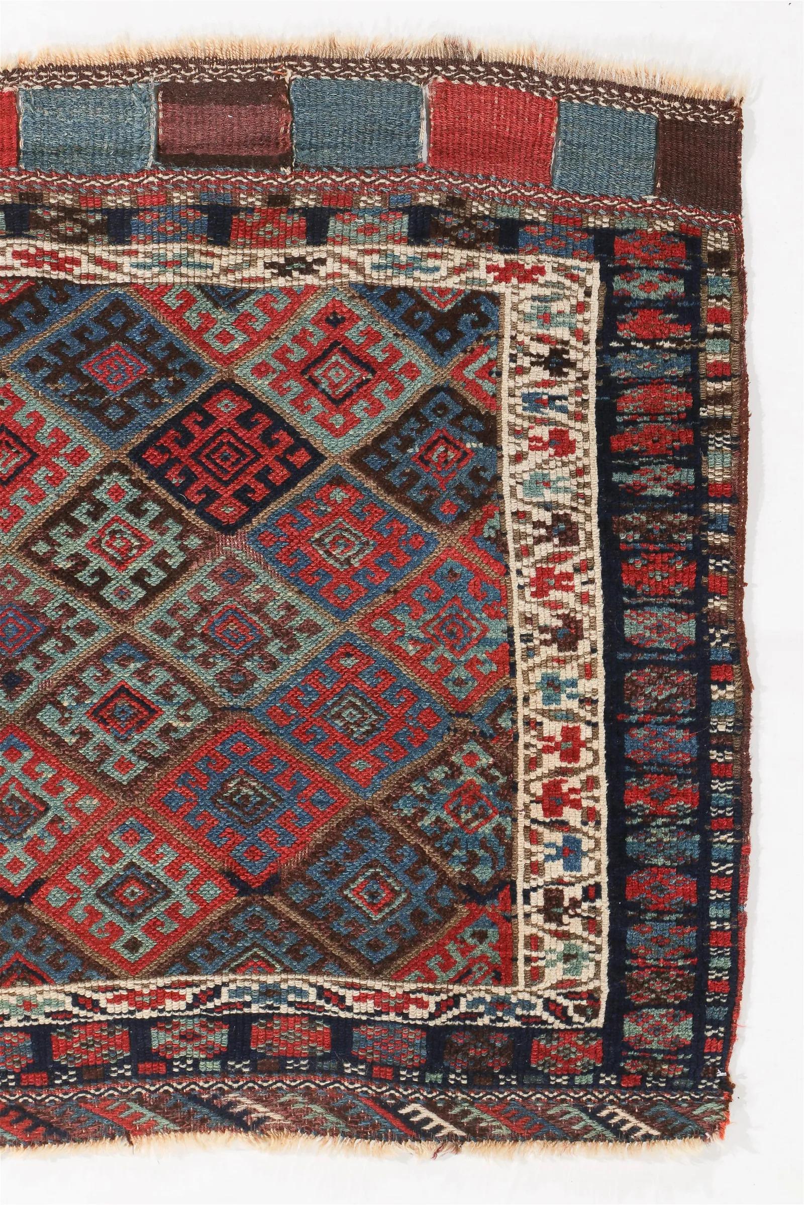 Handmade Antique Persian Collectible Kurdish Jaf Rug 2.9' x 3.3', 1870s - 2B27 In Good Condition For Sale In Bordeaux, FR