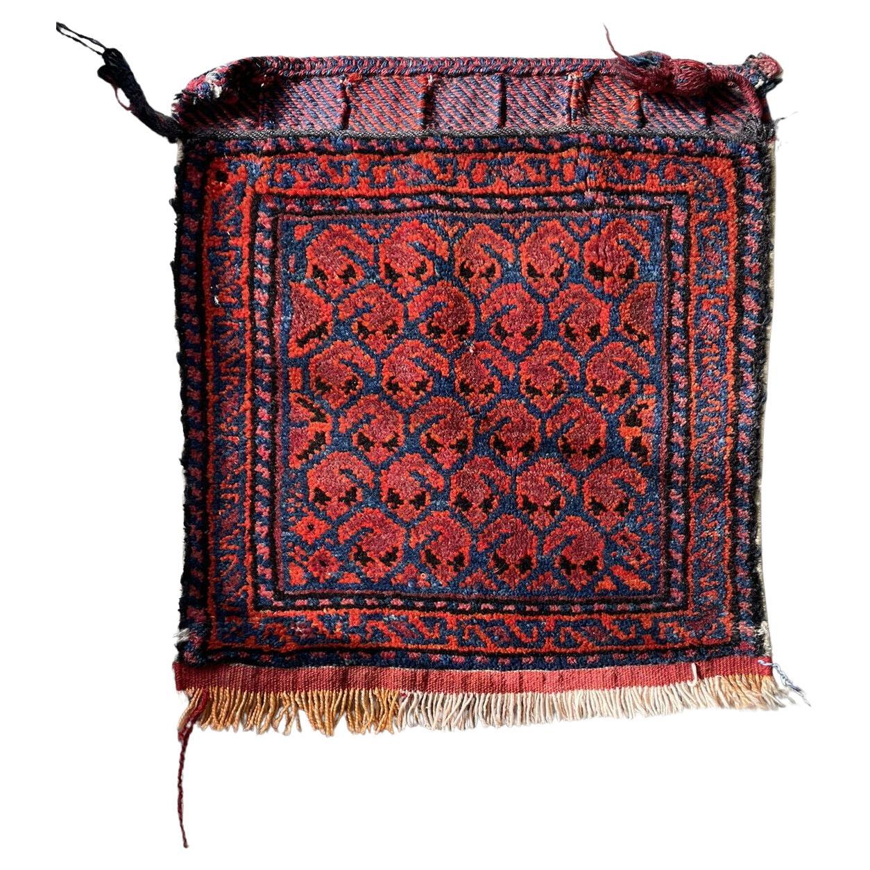 Face de sac Shiraz persane de collection faite à la main 1,3' x 1,5', années 1900 - 1N21 en vente