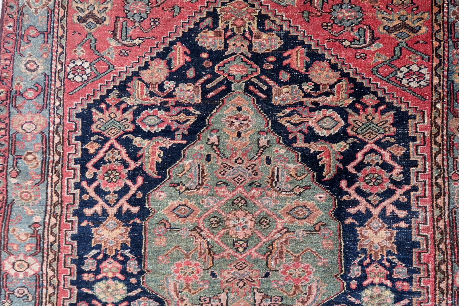 Hand-Knotted Handmade Antique Persian Farahan Rug 3.3' x 4.6', 1910s, 1C1089 For Sale