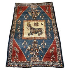 Handmade Antique Persian Gabbeh Rug 4.9' x 7.2', 1910s - 1N41