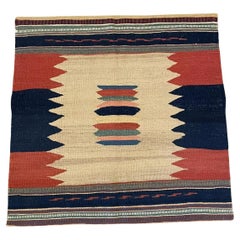 Rug & Kilim persan ancien fait main 3.7' x 3.7' 1910s - 1N87