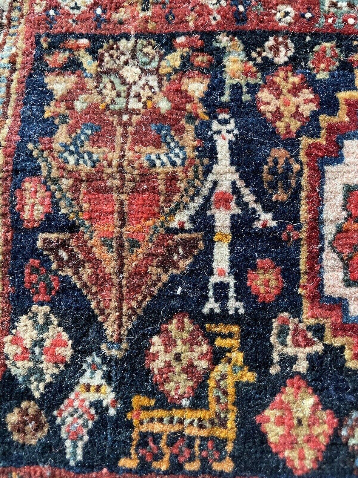 Tissé à la main Tapis persan ancien Gashkai de collection fait à la main 1,2' x 1.9', années 1880 - 1N64 en vente
