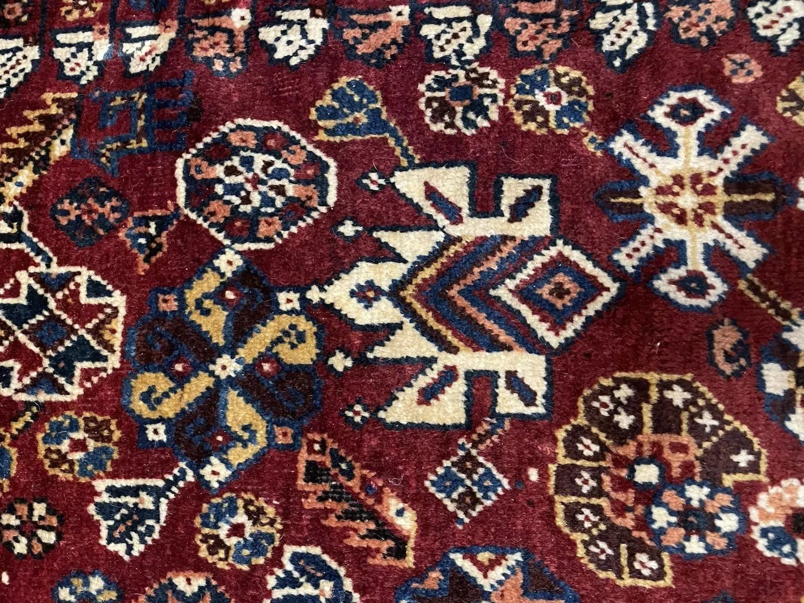 Francese Tappeto antico persiano Gashkai fatto a mano 5,1' x 8,9' 1930 - 1N84 in vendita