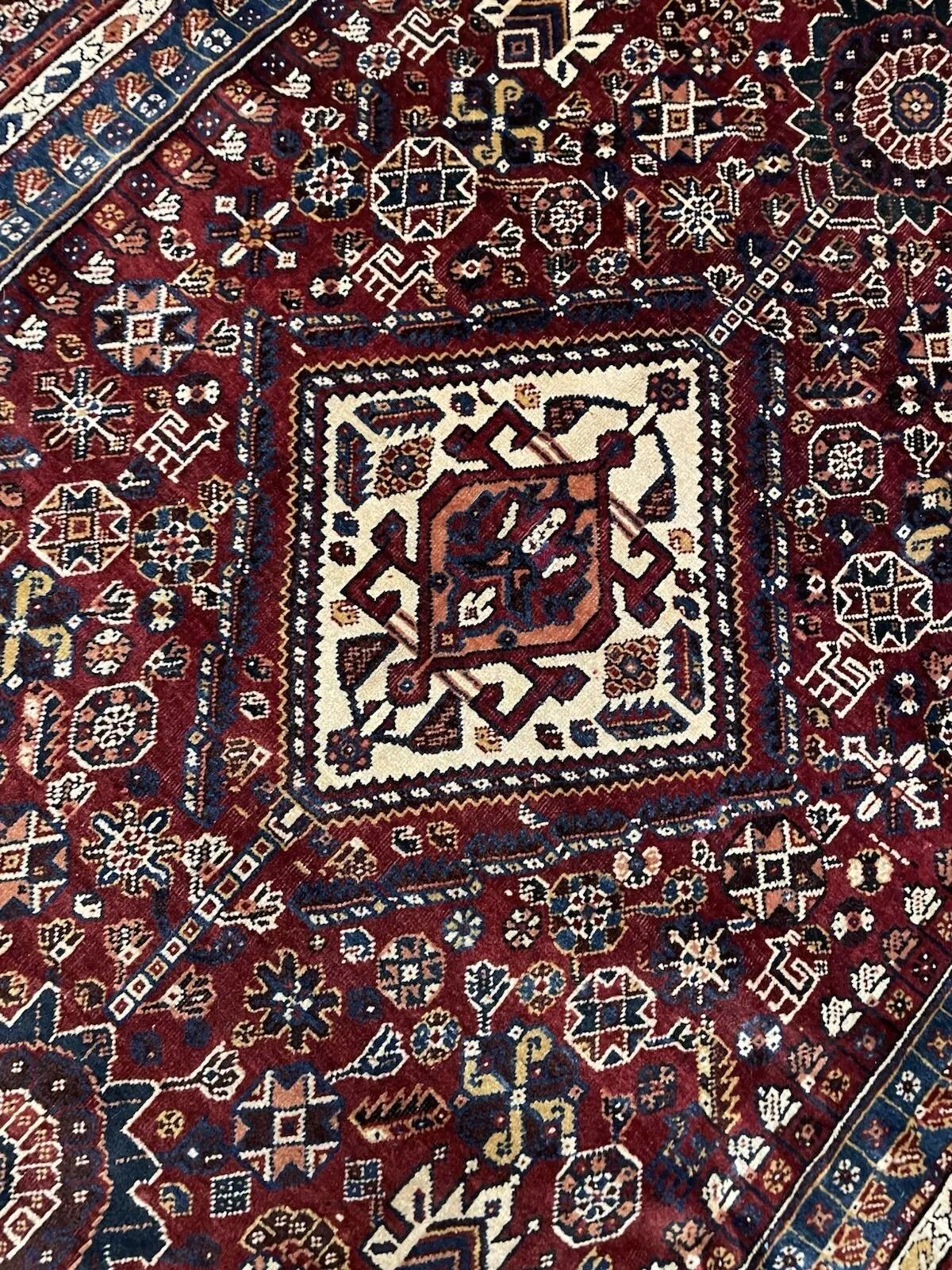 Annodato a mano Tappeto antico persiano Gashkai fatto a mano 5,1' x 8,9' 1930 - 1N84 in vendita