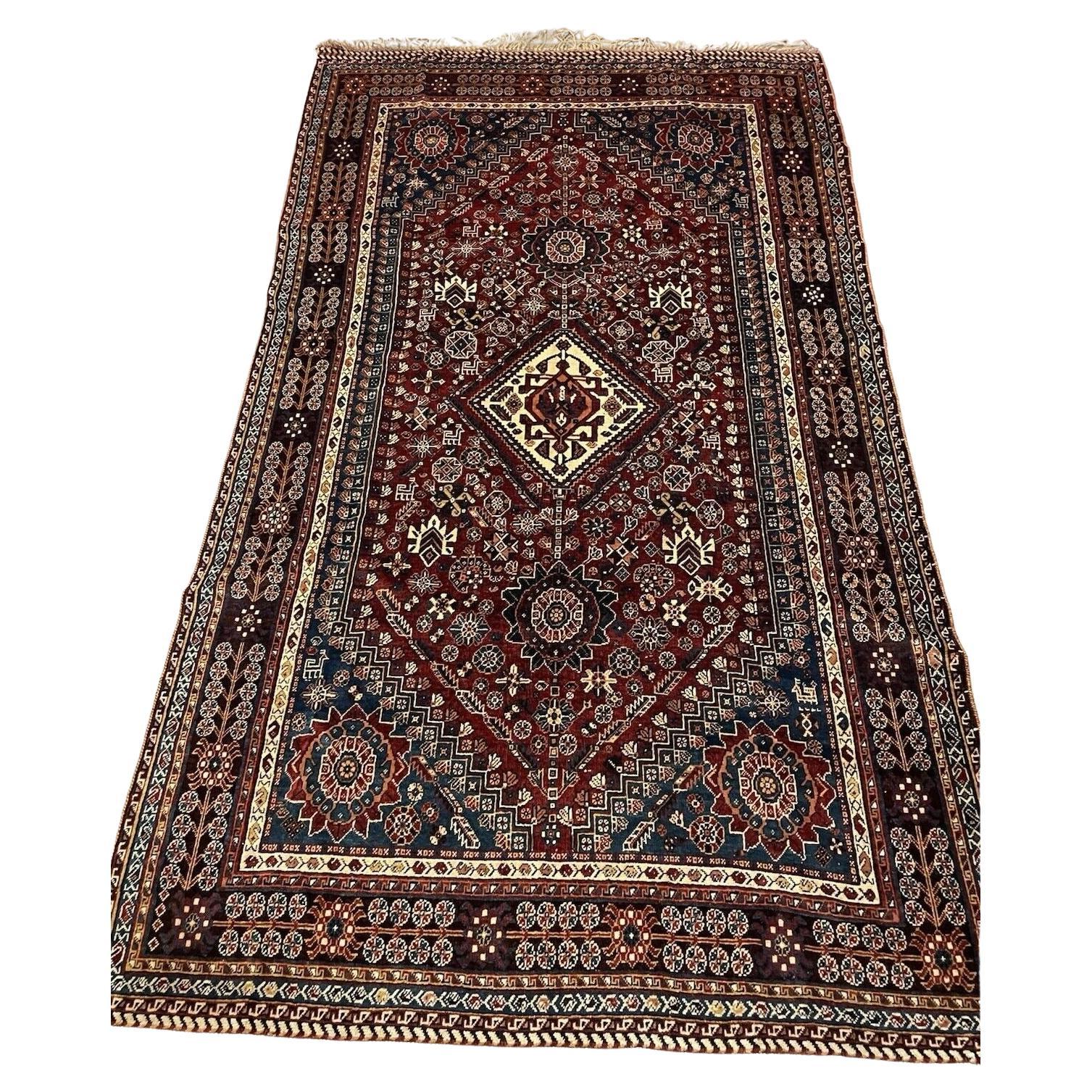 Tappeto antico persiano Gashkai fatto a mano 5,1' x 8,9' 1930 - 1N84 in vendita