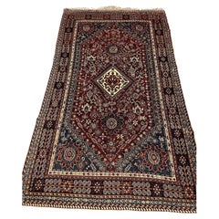 Tappeto antico persiano Gashkai fatto a mano 5,1' x 8,9' 1930 - 1N84