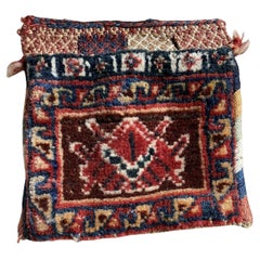 Borsa antica persiana Gashkai fatta a mano di dimensioni ridotte (6" x 6"), 1900 - 1N13