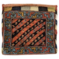 Handmade Antique Persian Gashkai Small Bag 9" x 9", 1900s - 1N14