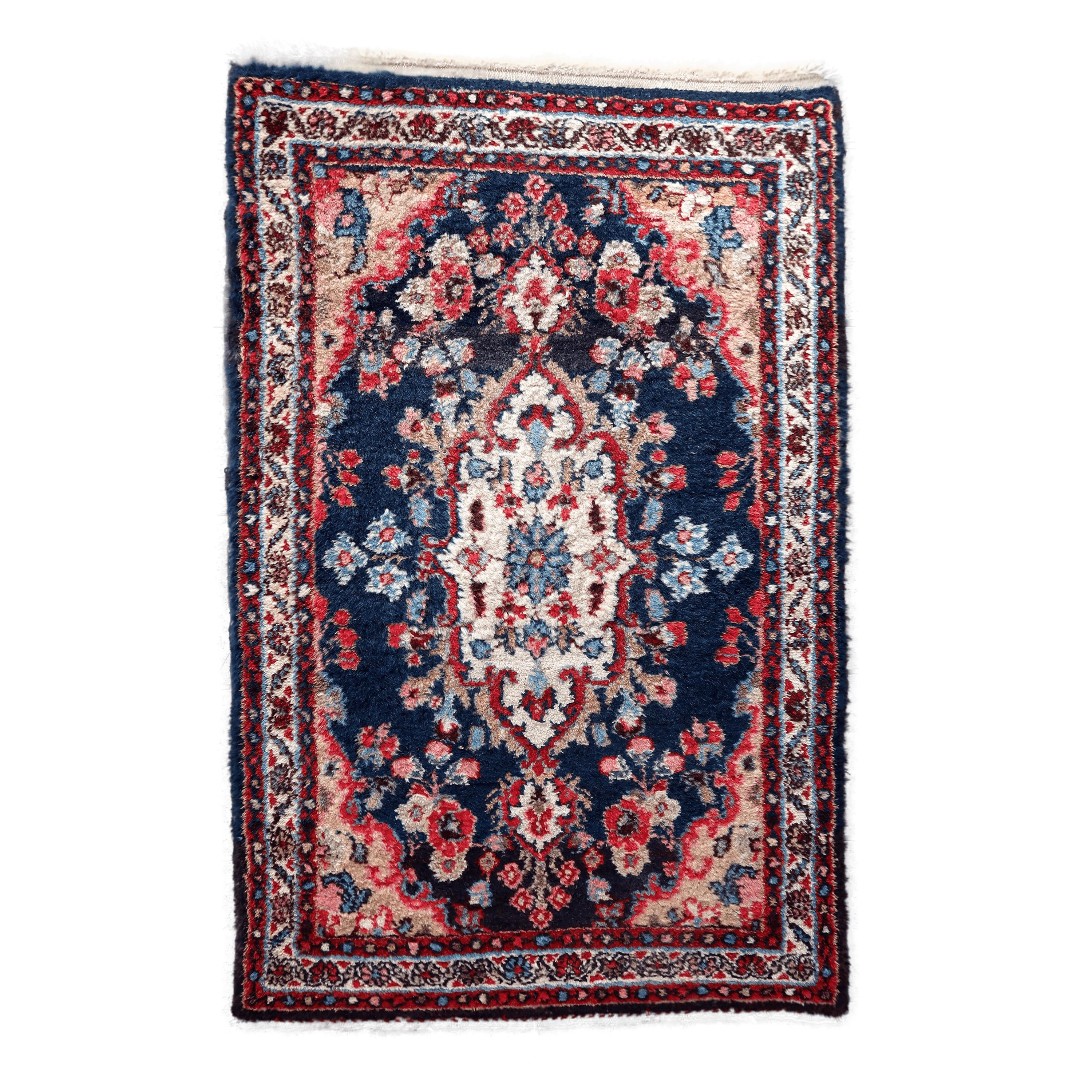 Handgefertigter antiker persischer Hamadan-Teppich 2,3' x 3.4', 1920er Jahre, 1C1088