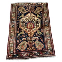 Tappeto antico persiano Hamadan fatto a mano 3,5' x 4,9', anni '20 - 2B101