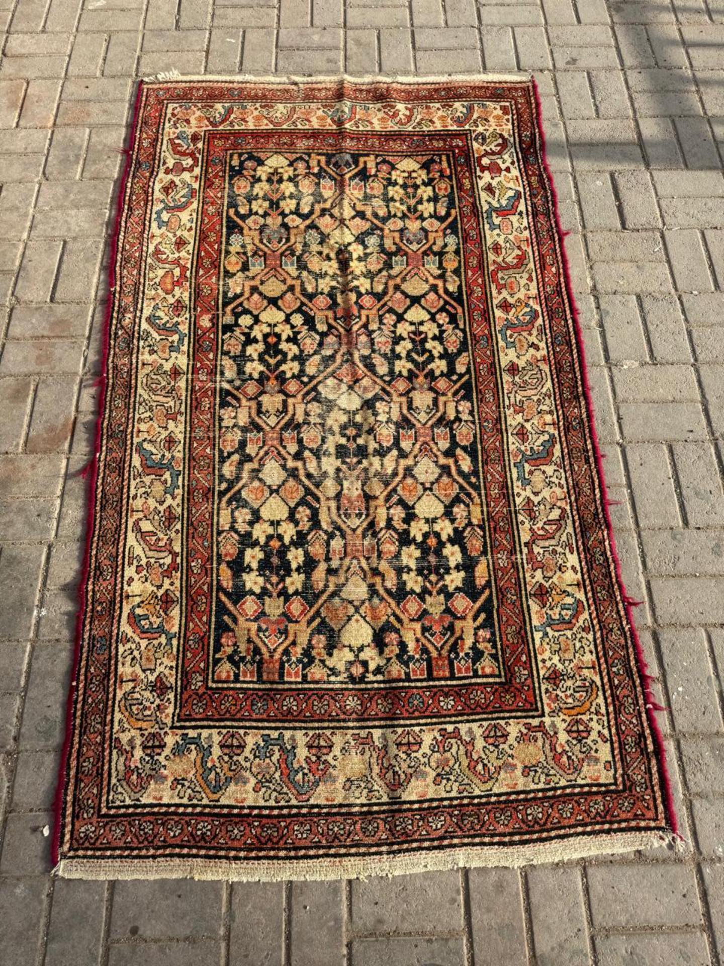 Noué à la main Tapis Hamadan persan ancien fait main 3.6' x 6.8', 1920 - 2B98 en vente