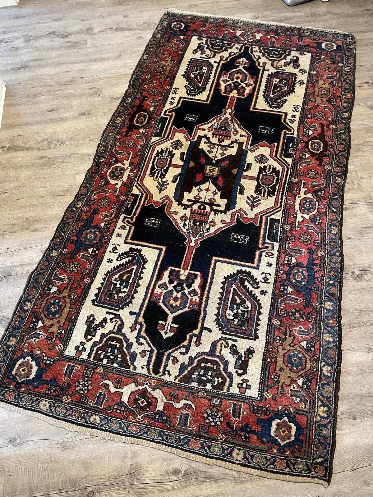 Tapis persan ancien Hamadan fait à la main 3.9' x 7,7', années 1920 - 1N44 en vente 6