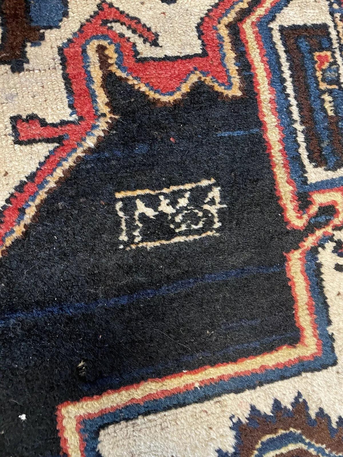 Laine Tapis persan ancien Hamadan fait à la main 3.9' x 7,7', années 1920 - 1N44 en vente