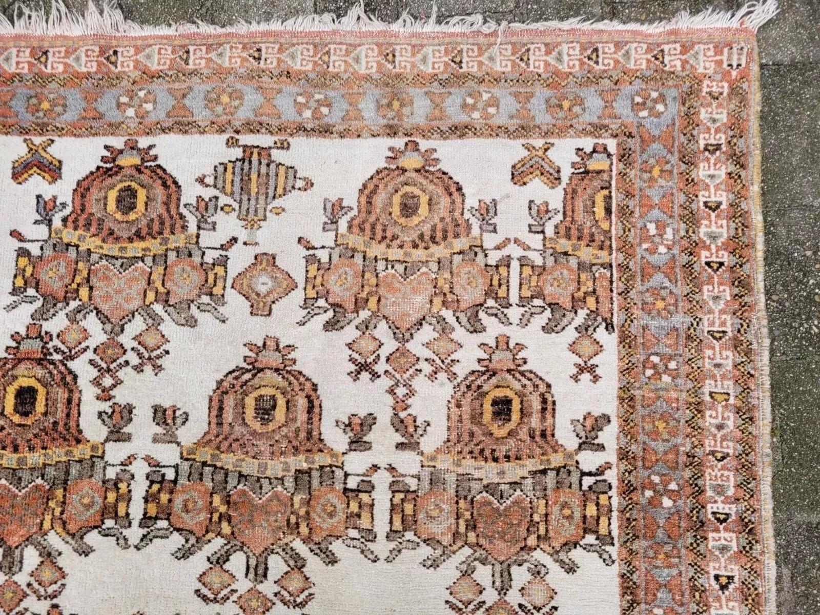 Tapis Hamadan persan ancien fait main 4' x 5.2' (124cm x 159cm) 1930s - 2K12 Bon état - En vente à Bordeaux, FR