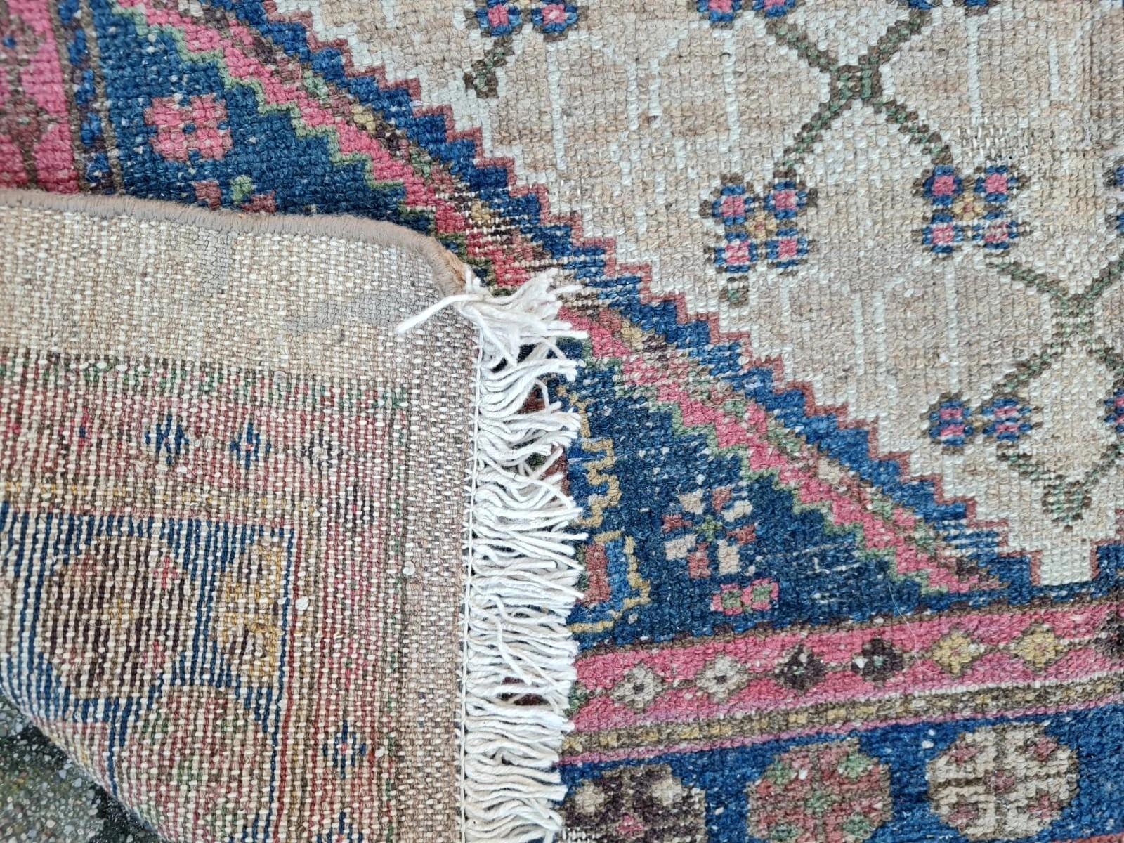 French Handmade Antique Persian Hamadan Rug 4.1' x 6.2' 1920s - 2K43 For Sale