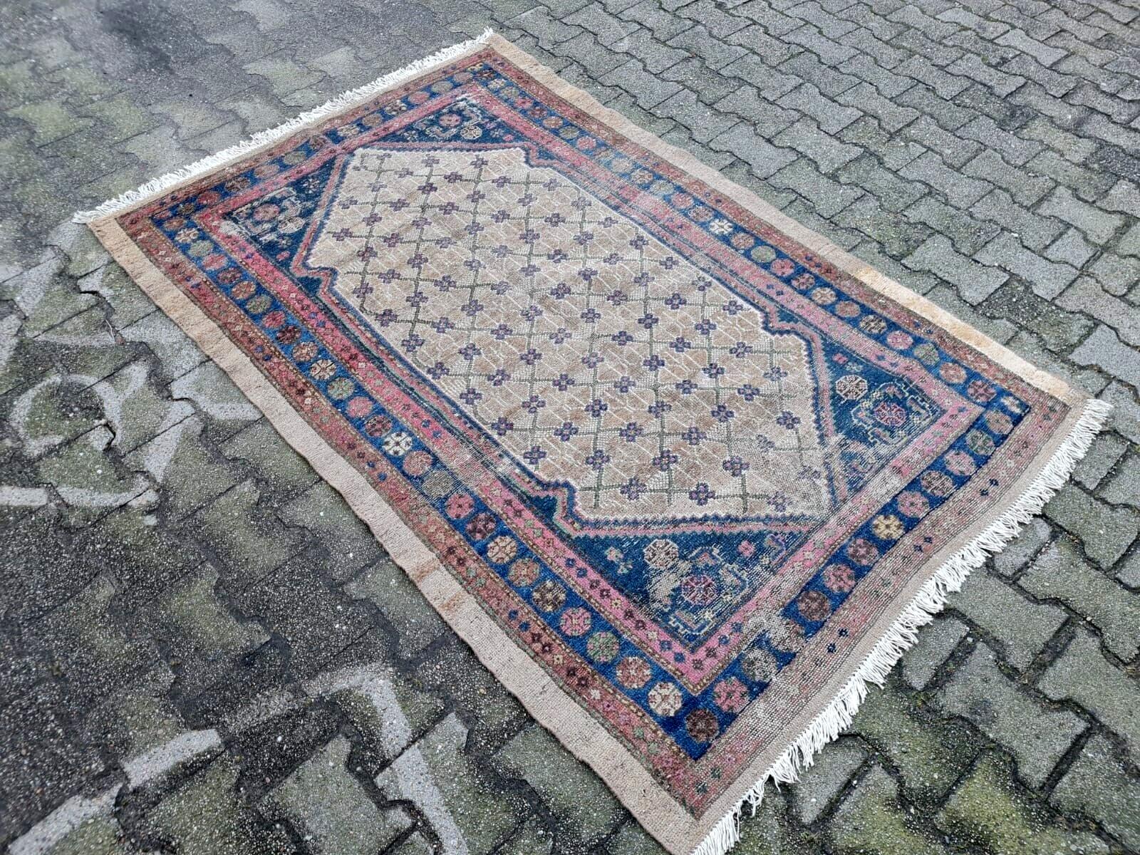 Early 20th Century Handmade Antique Persian Hamadan Rug 4.1' x 6.2' 1920s - 2K43 For Sale